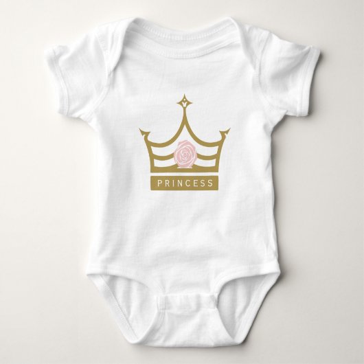 Chic-Baby-Rosa-Rose und Goldprinzessin Crown Baby Strampler (Vorderseite)