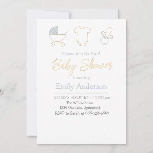 Chic Baby Shower invitation Einladung (Vorderseite)