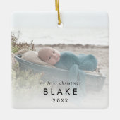 Chic Baby's First Christmas Neugeborene Foto Keram Keramikornament (Vorderseite)