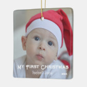 Chic Baby's First Christmas Newborn-Foto Keramikornament (Links)