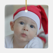 Chic Baby's First Christmas Newborn-Foto Keramikornament (Rückseite)