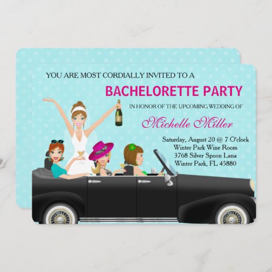 Chic Bachelorette Bash Custom Invtiation Einladung (Vorne/Hinten)