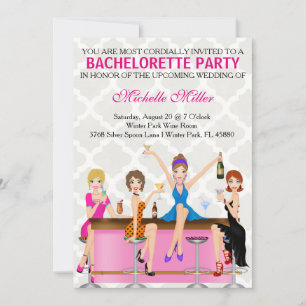 Chic Bachelorette Bash Custom Invtiation Einladung