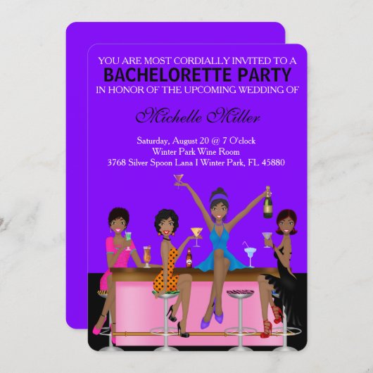 Chic Bachelorette Bash Custom Invtiation Einladung (Vorne/Hinten)