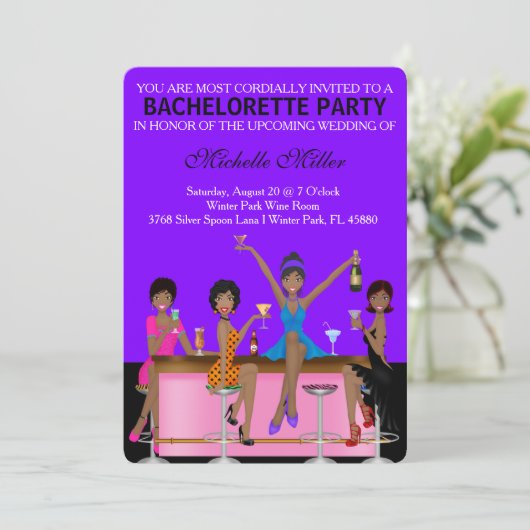 Chic Bachelorette Bash Custom Invtiation Einladung (Stehend Vorderseite)