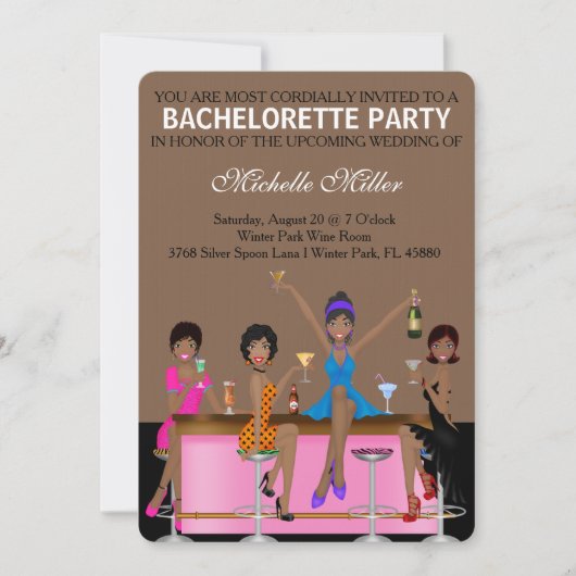 Chic Bachelorette Bash Custom Invtiation Einladung (Vorderseite)
