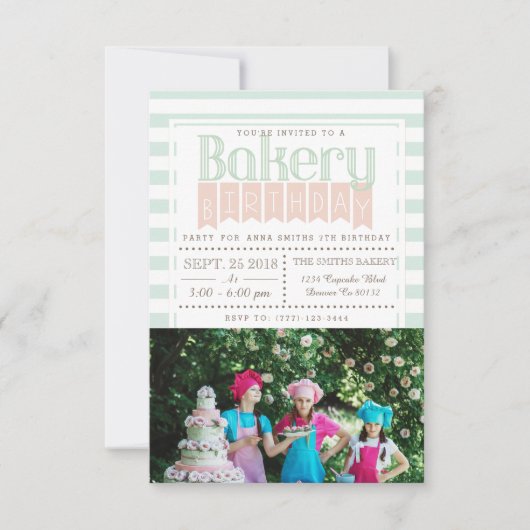 Chic Bakery Birthday | Einladung von Fotos (Vorderseite)