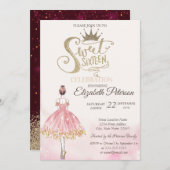 Chic Ballerina, Tiara, Diamonds Sweet 16 Einladung (Vorne/Hinten)