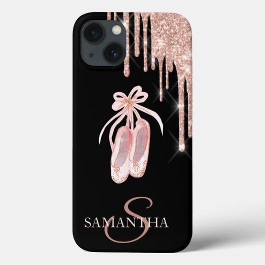 Chic Ballet Shoes Rose Gold Glitzer Tropfen Case (Rückseite)