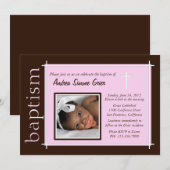 Chic Baptism Foto Einladung [pink] (Vorne/Hinten)