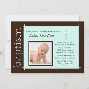 Chic Baptism Foto Invite [aquamarin] Einladung