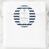 Chic Baptisse Nautical Navy Waves Anker Runder Aufkleber (Tasche)