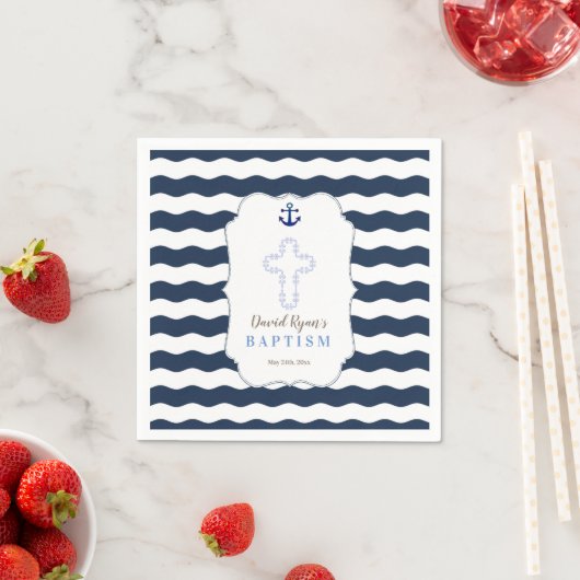 Chic Baptisse Nautical Navy Waves Anker Serviette (Beispiel)