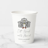 Chic Barn essen Drink und Verheiratet sein Pappbecher (Rückseite)
