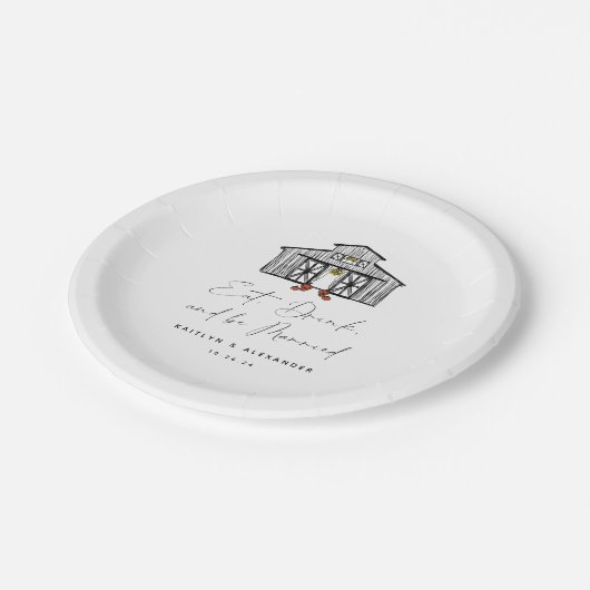 Chic Barn essen Drink und Verheiratet sein Pappteller (Schrägansicht)