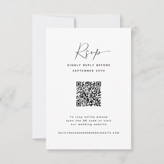Chic Barn | Minimalistische QR Code Wedding RSVP C Karte (Vorderseite)