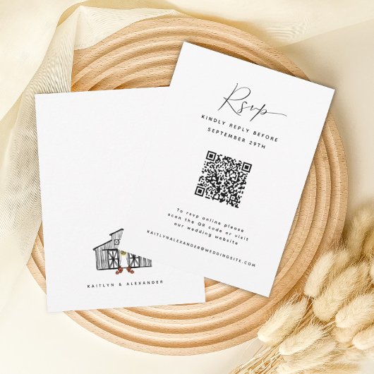 Chic Barn | Minimalistische QR Code Wedding RSVP C Karte