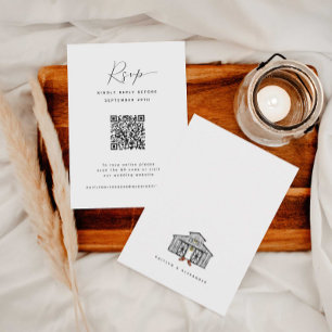 Chic Barn   Minimalistische QR Code Wedding RSVP C Karte