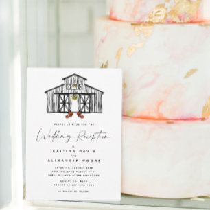 Chic Barn mit Pumpkins Hochzeitsempfang Einladung