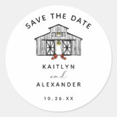 Chic Barn Save the Date Runder Aufkleber (Vorderseite)