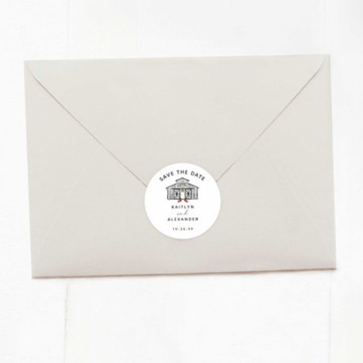 Chic Barn Save the Date Runder Aufkleber