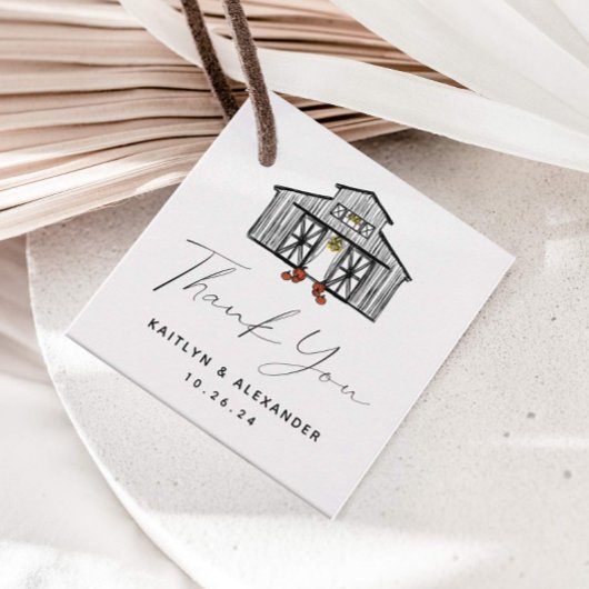 Chic Barn Thank You Wedding Geschenkanhänger