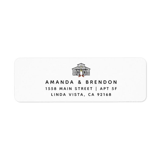 Chic Barn Wedding Return Address Label (Vorne)