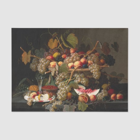 Chic Baroque Fruit Still Life Ölgemälde Seidenpapier (Vorderseite)