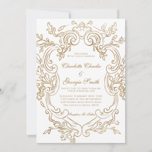 Chic Baroque Gold Verzierte Rahmen Hochzeit Einladung