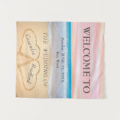 Chic Beach Hochzeit 2 Herz im Sand Wandteppich (Vorderseite (Horizontal))