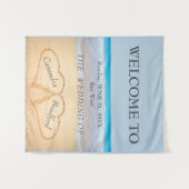 Chic Beach Hochzeit 2 Herz im Sand Wandteppich (Vorderseite (Horizontal))