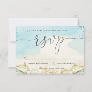 Chic Beach Hochzeit in Urlaubsort RSVP Card Karte