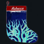 Chic Beach Marine Coral Reef Kleiner Weihnachtsstrumpf<br><div class="desc">Nautic Küsten schicke Strand Blue Coral Reef Zuhause Zubehör. Gastgeschenke Hochzeiten an der Küste. Modeaccessoires für das Korallenriff.</div>