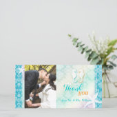 Chic Beach Seepferd Hochzeit Foto Danke Karte (Stehend Vorderseite)