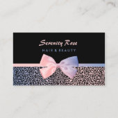 Chic Beautician Pink Blue Leopard Print mit Bow Visitenkarte (Vorderseite)
