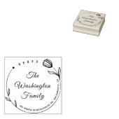 Chic Beautiful Blume Round Family Name Gummistempel (Stempel)