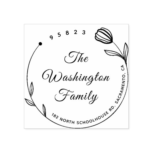 Chic Beautiful Blume Round Family Name Gummistempel (Prägung)