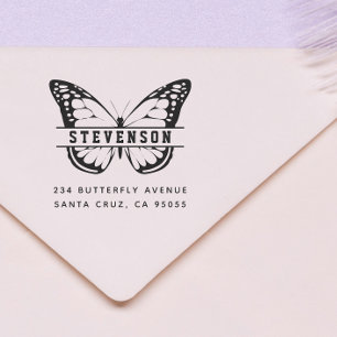 Chic Beautiful Butterfly Nachname Rücksendeadresse Permastempel