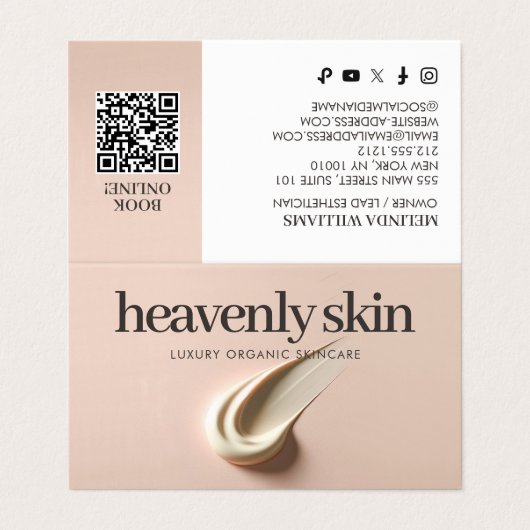 Chic Beauty Skin Care Spa Boutique Pink Visitenkarten (Außenseite Aufgefaltet)