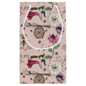 Chic Beehive Blush Pink Floral Kleine Geschenktüte (Rückseite)