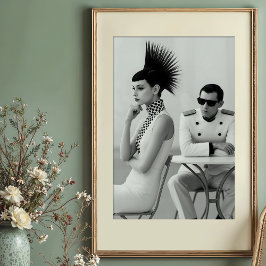 Chic Begegnung: Avantgarde-Monochrome Mode Poster
