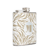 Chic Beige Animal Print Mit Monogramm Flachmann (Rechts)