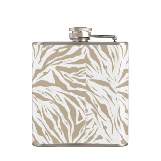 Chic Beige Animal Print Mit Monogramm Flachmann (Rückseite)