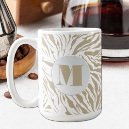 Chic Beige Animal Print Mit Monogramm Kaffeetasse