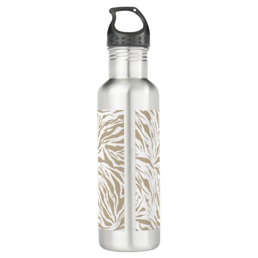 Chic Beige Animal Print Monogram Edelstahlflasche (Rückseite)