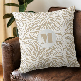 Chic Beige Animal Print Monogram Kissen