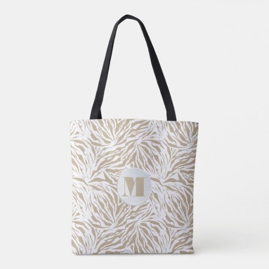 Chic Beige Animal Print Monogram Tasche (Rückseite)