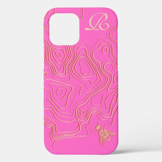 Chic Beige Bee Monogram Case-Mate iPhone Case (Rückseite)