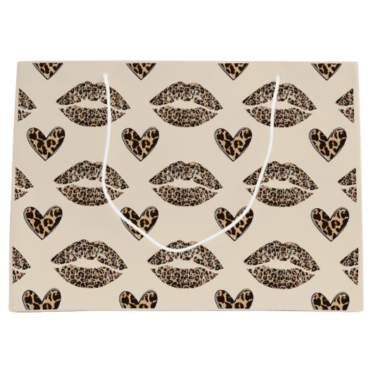 Chic Beige & Black Cheetah Print Große Geschenktüte (Vorderseite)