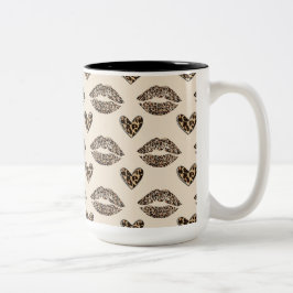 Chic Beige & Black cheetah print Zweifarbige Tasse
